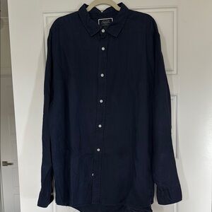 Charles Tyrwhitt Navy Linen Shirt